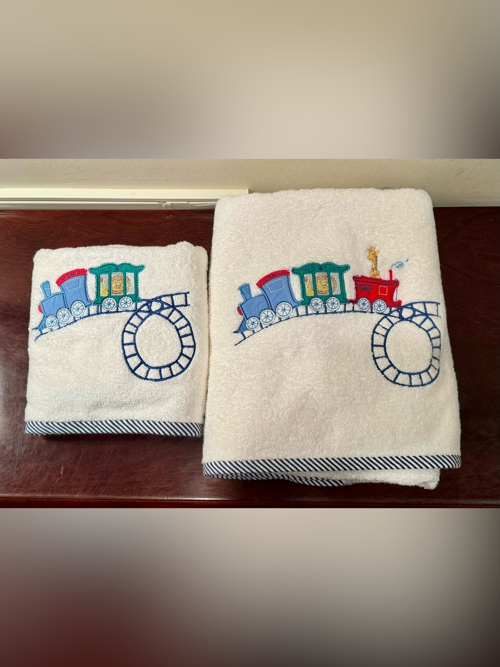 Kids Embroidered Trains 100% Cotton Bath and Hand Towels by Ozer